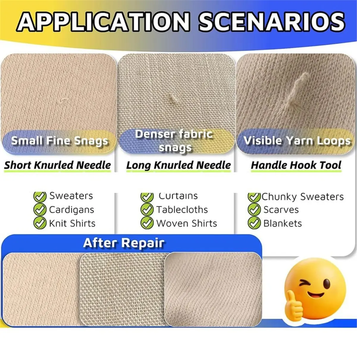 Fabric Snag Repair Tool Set-A Repair Kit for Fixing Snags (Pulled Threads) in Clothing and Knitwear