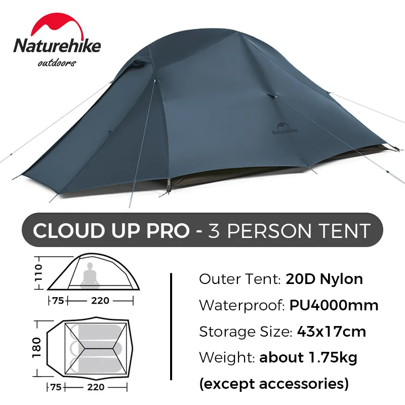 Naturehike Campingtent Cloud Up PRO 1 2 3 Ultralichte draagbare opvouwbare wandelzelt Outdoor winddichte reistrekkingtent