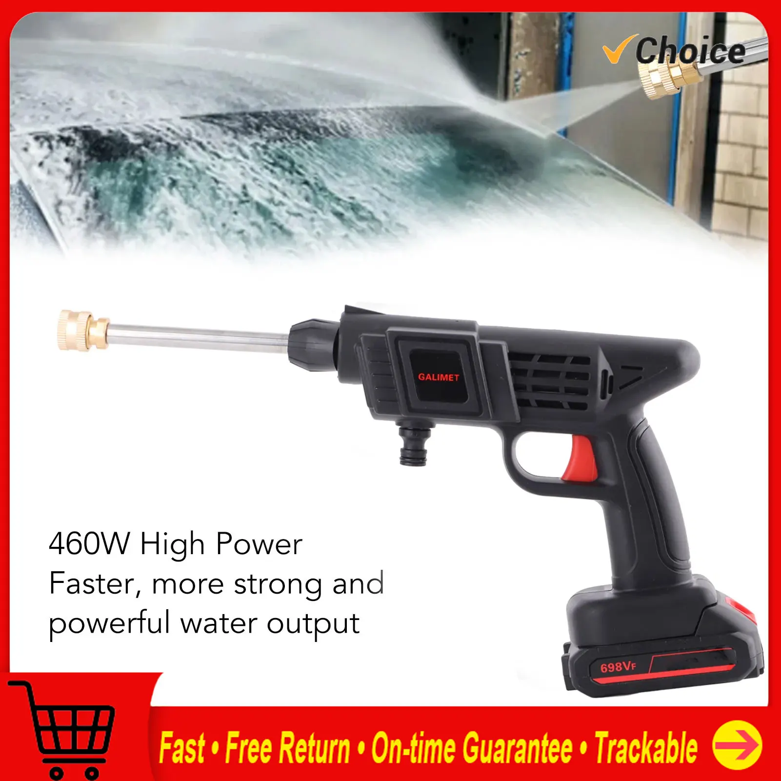 Limpiador de energía 460W 100-240V lavadora de coche de alta presión salida potente funciona con batería portátil 90bar para riego de jardín