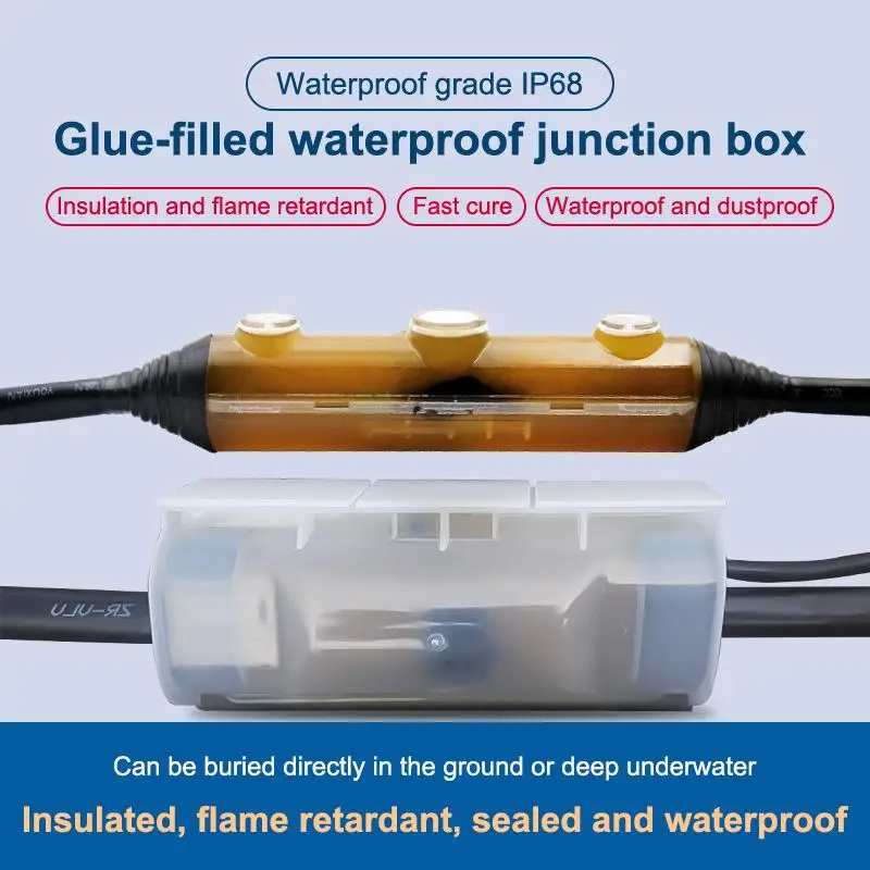Outdoor 1kv Glue Filled Waterproof Junction Box IP68 Street Lamp Buried Submersible Pump Underwater Wire Waterproof Junction Box