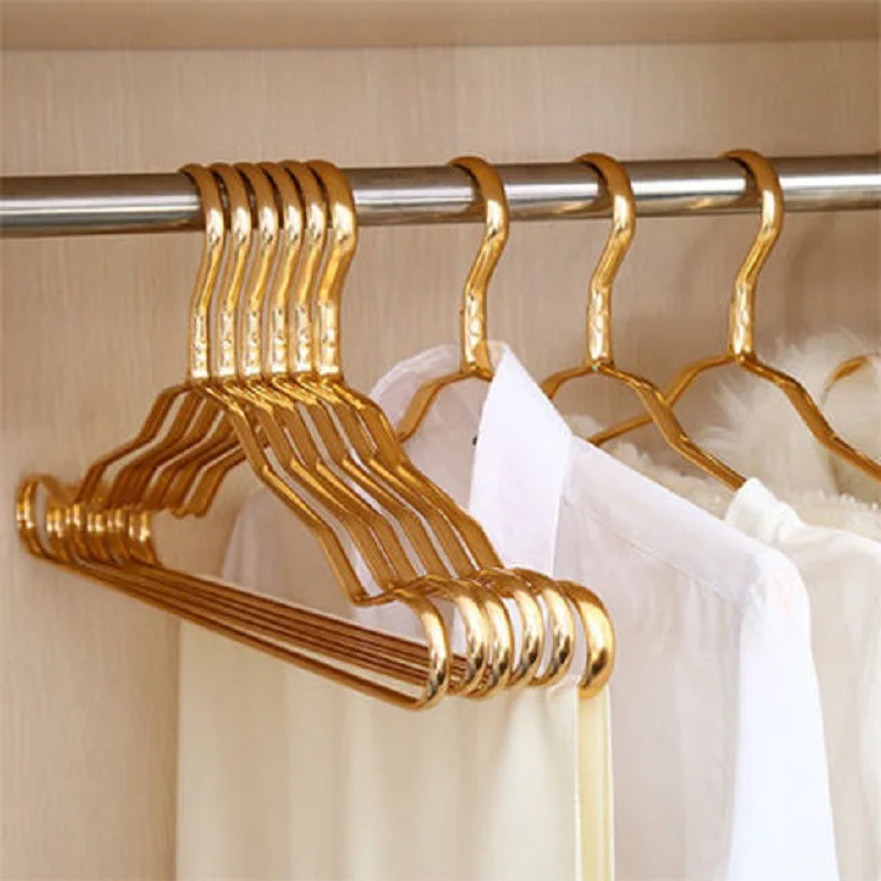 10Pcs Clothing Hangers Metal Clothes Hngers Anti-slip Aluminium Alloy Drying Rack Wardrobe Space Saver Coat Hanger Storage Rack