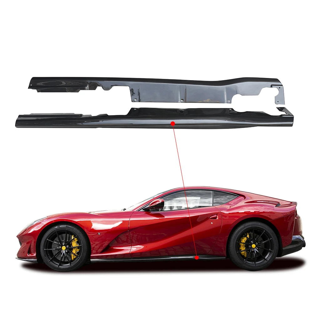 

Hot Sale Dry Carbon Fiber OEM Style Side Skirts Extensions Car Body Parts For Ferrari 812 Black Door Sills Styling 2017-up