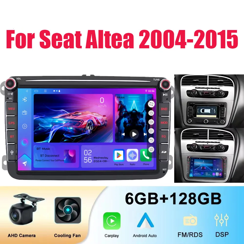 

8" 4+64GB For Seat Altea 2004-2015 Car Radio Wireless Apple CarPlay Android Auto Head Unit FM BT Reversing Image