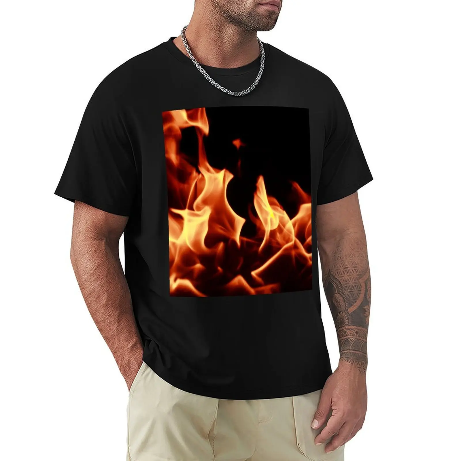Fire flames effect T-Shirt Utility Casual Work T-Shirt