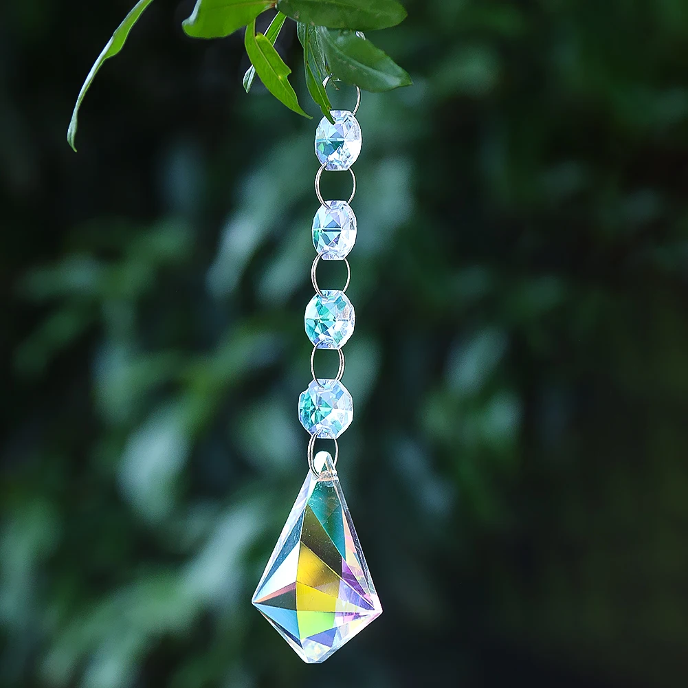 

2PCS AB Color Suncatcher Crystal Bead Curtain WindChime Prism Hanging Pendant Rainbow Chaser Window Garden Decor Chandelier Part