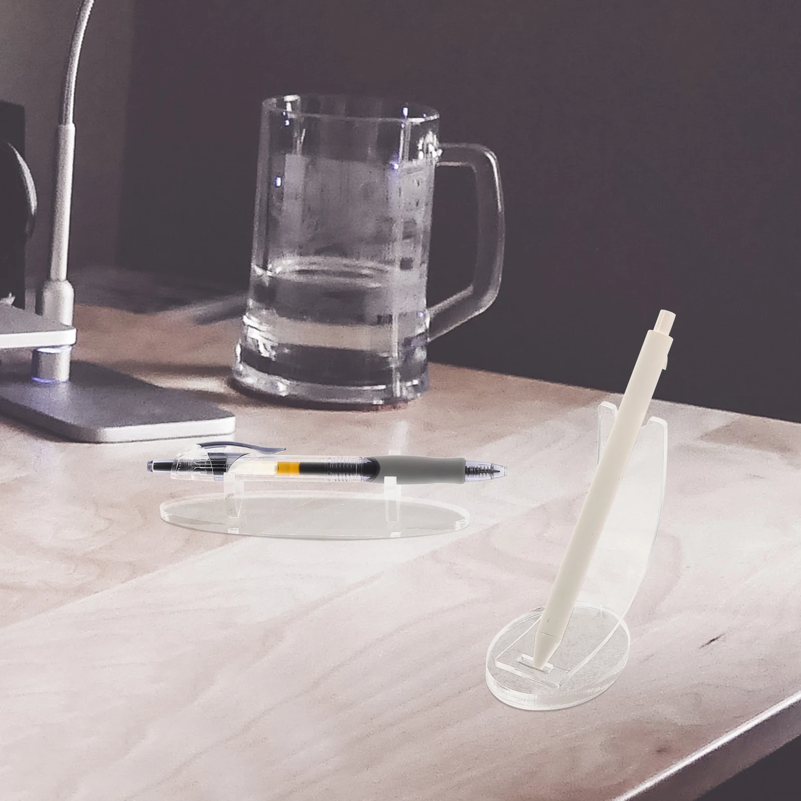 

2Pcs Acrylic Steel Pen Stand Clear Brush Holder Makeup Brush Organizer Eyebrow Pencil Nail Art Storage Pen Stand