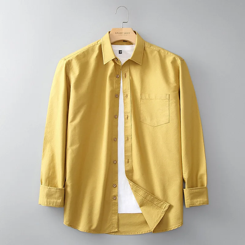 

Spring and Autumn New Long Sleeve High End Men's Shirt Casual Outdoor Wear Fashion Solid Color Pure Cotton Shirt Men's Jackets