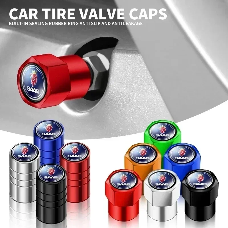 4 قطعة شارات معدنية ل ساب 93 ناقلات ايرو بانتيلا راديو أندرويد 95 Gripen سيارة عجلة الاطارات صمام قبعات يغطي اكسسوارات السيارات #1