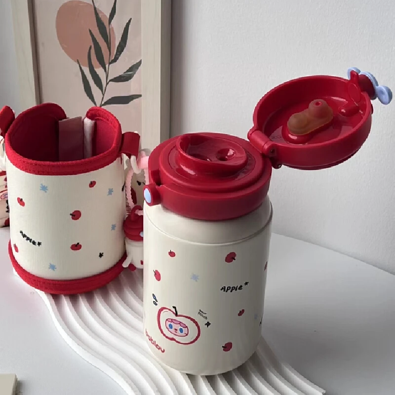 550ml Vacuum Cup Insulated Cupgirls Stainless Steel Cup Students Portabl Kawaii Straw Water Cup  School Student Christmas Gift