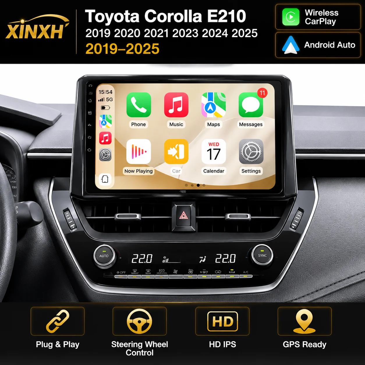 Car Stereo Radio For Toyota Corolla 2019 2020 2021 2023 2024 2025 E210 Carplay Android Auto Car Multimedia DSP 48EQ 2 DIN