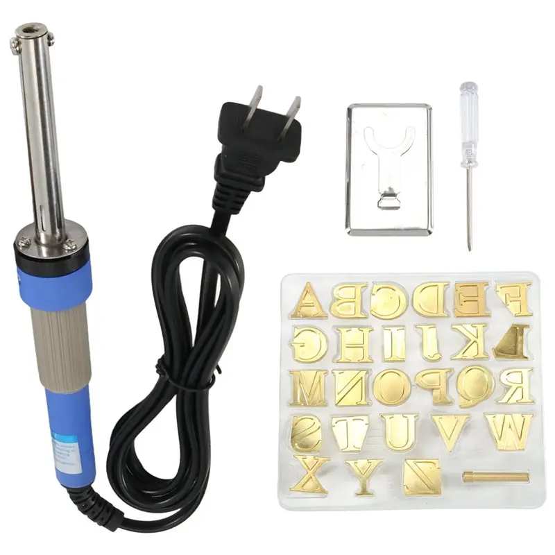 A67P-Wood Burner With Letters Stamps, With Alphabet, Copper Stamping Set,For Wood Leather Embossing Carving US Plug
