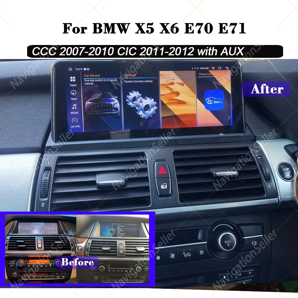

CarPlay Android Auto For BMW X5 E70 X6 E71 10.25 Touch Screen CCC CIC Radio GPS Navigation System Wireless Multimedia Display BT