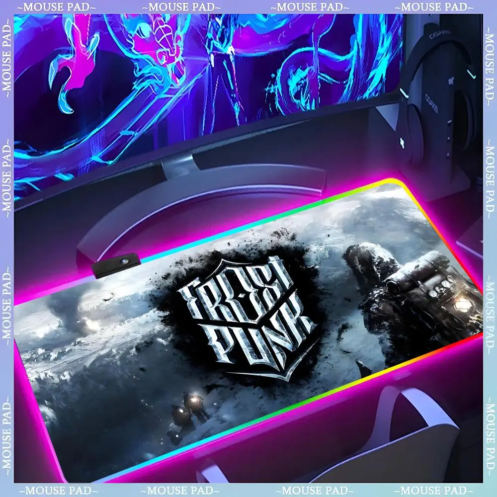 Frostpunk  Mouse Pad RGB Keyboard Cover Desk-mat Colorful Surface Waterproof Multi-size World Computer GamerMause pads Cute Cart