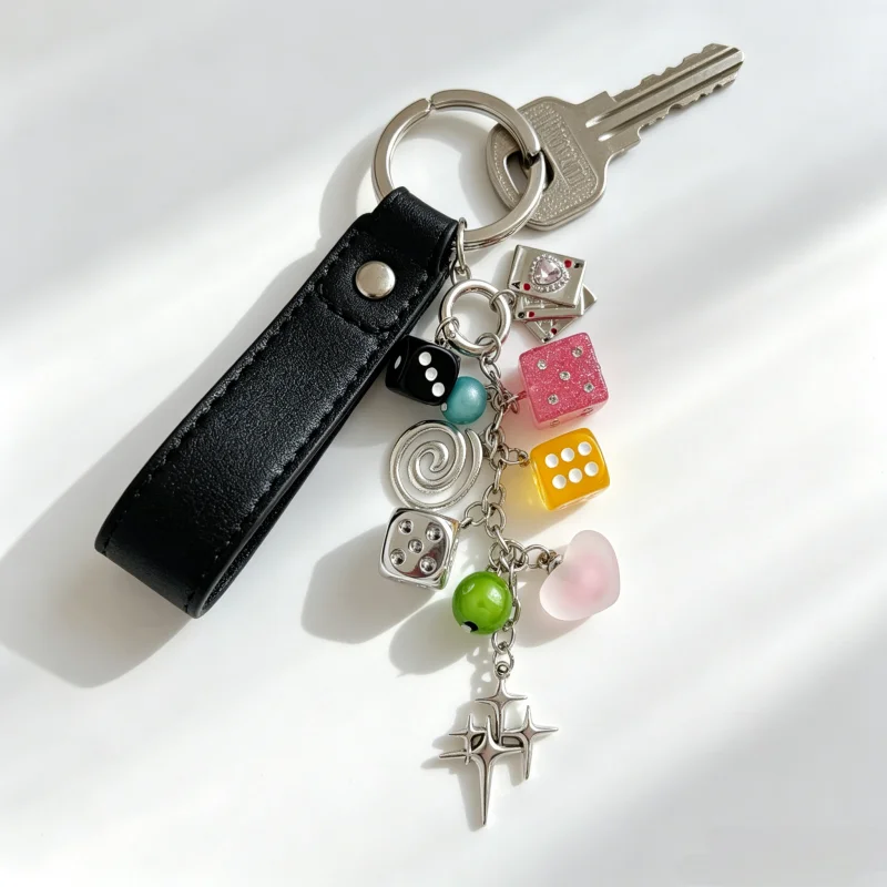 Star Dice Black Eight Ball Poker Cards Bag Pendant DIY Beads Pendant Ornaments Suitable for Car Keychain Decorations Cool Style
