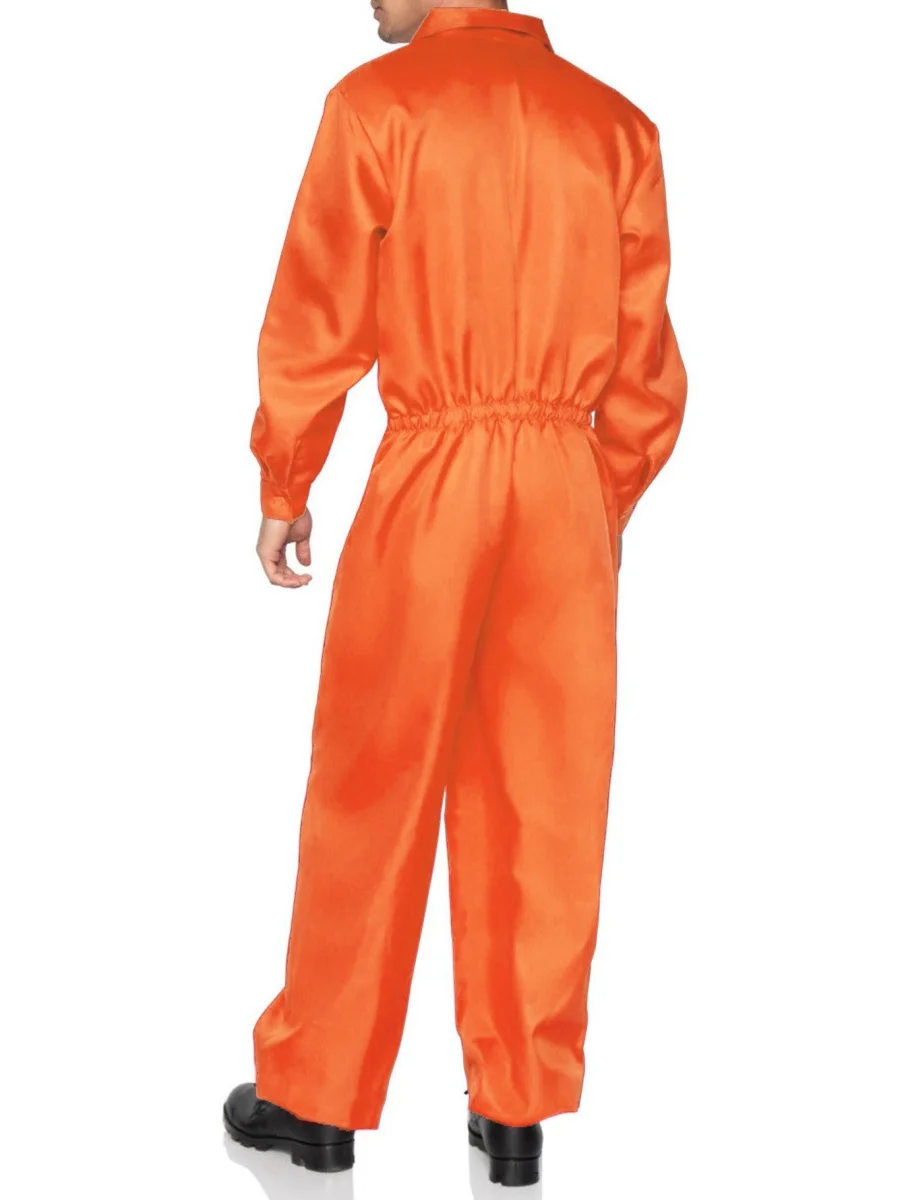 Adult Prisoner Jumpsuit Halloween Mens Costume Orange Costume Prison Inmate Jumpsuit Convict for Halloween Cosplay Sets
