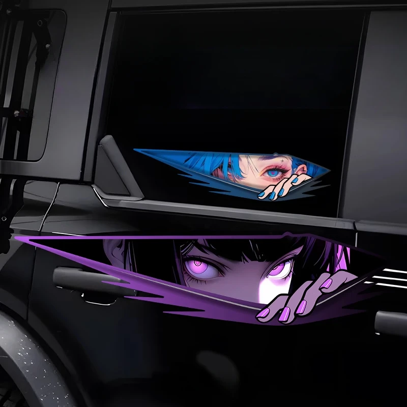 

1 шт., наклейка для мотоцикла в стиле аниме Girl Eyes JDM, водонепроницаемая наклейка для мотоцикла, передний обтекатель топливного бака, скутера, задний капот, виниловая наклейка для ноутбука