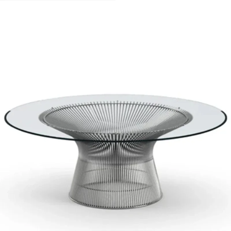 Customized Platna Coffee Table Light Luxury Simple Stainless Steel Glass round Table image 6