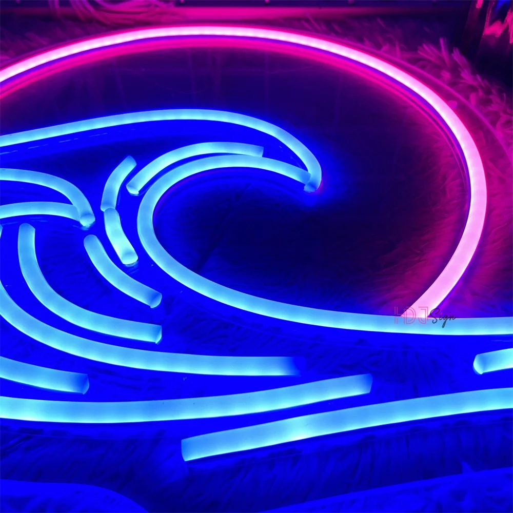 Sea Wave LED Neon Sign Art Wall Hanging Room Decor Sun Neon Lights   Lamps Party Kids Birthday Gift Home Bedroom Decoration