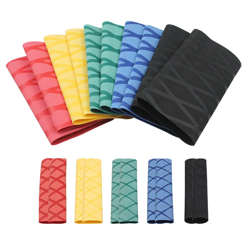 Anti-slip heat-shrink grid patterned tubes for motorcycles, anti-slip rubber grip covers and heat-shrink handlebar grips