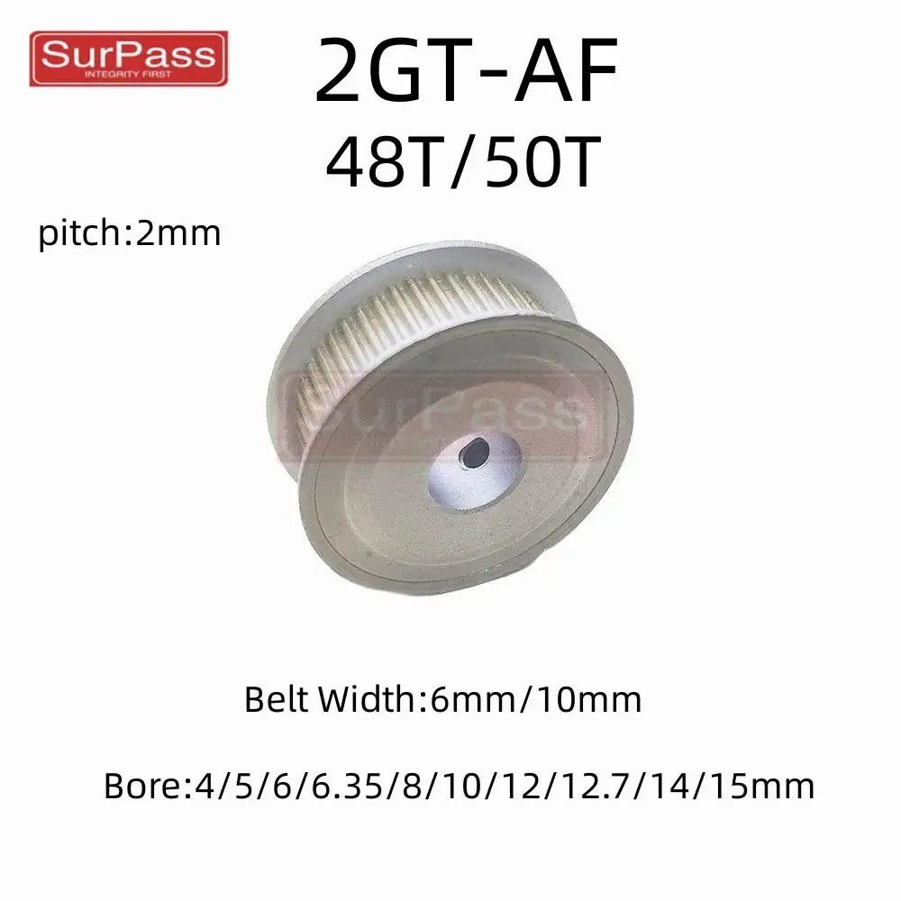 

GT2/2GT Number of Teeth 48T/50 Timing Pulley Bore 4/5/6/6.35/8/10/12/12.7/14/15mm For Belt Width: 6mm/10mm Timing Belt