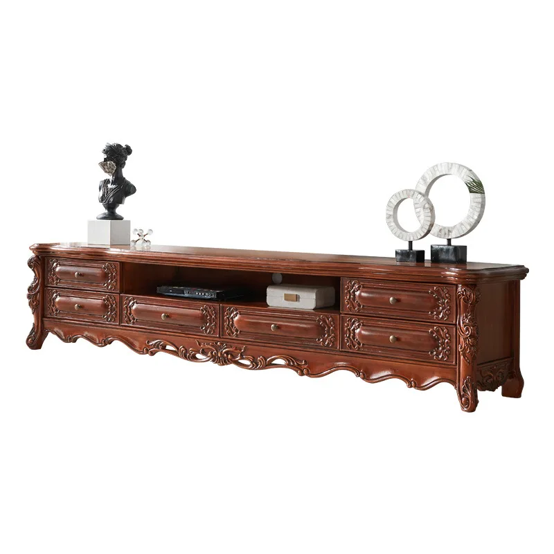

TV cabinet light luxury new Chinese log wind 2.4 meters T313