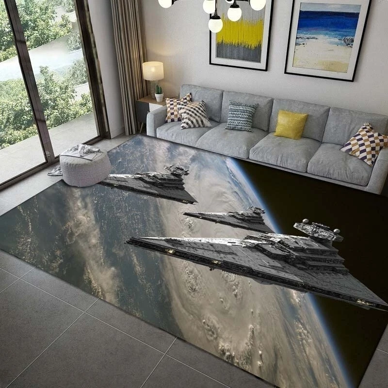 Alfombra de nave espacial para sala de estar, alfombra de área de nave de estrella espacial galáctica Vintage, alfombra de soldado grande antideslizante para puerta, alfombrillas de baño, decoración del hogar