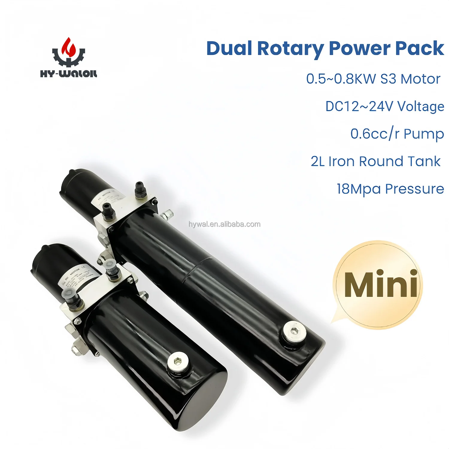 

DC12~24V 0.6cc/r Dual Rotary Two-way Mini Hydraulic Pump Power Unit with 2L Iron Round Tank
