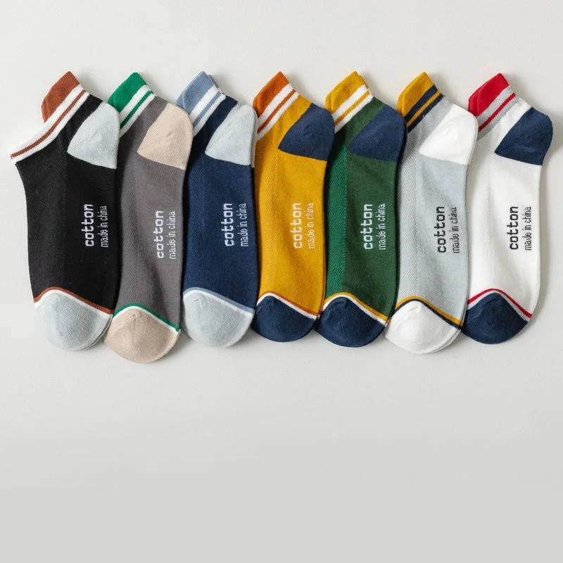 5 Pairs Man Short Socks Fashion Breathable Ankle Comfortable Funny Matching Casual Male Street Style Polyester Socks