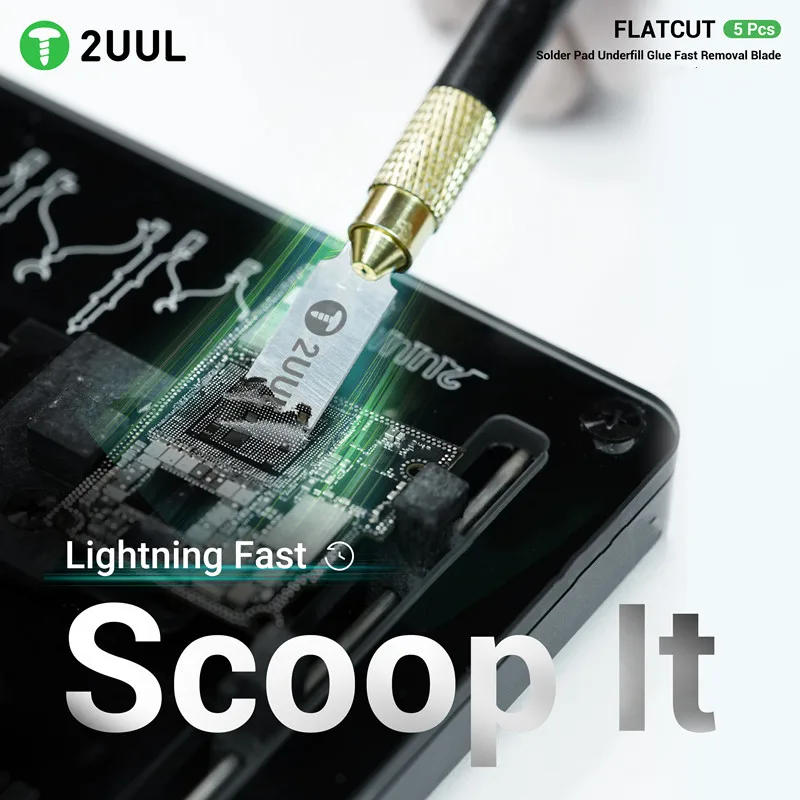 

2UUL DA28 5PCS Solder Pad Underfill Glue Fast Removal Blade for Mobile Phone Maintenance Angle Design CPU IC Glue Removal Knife