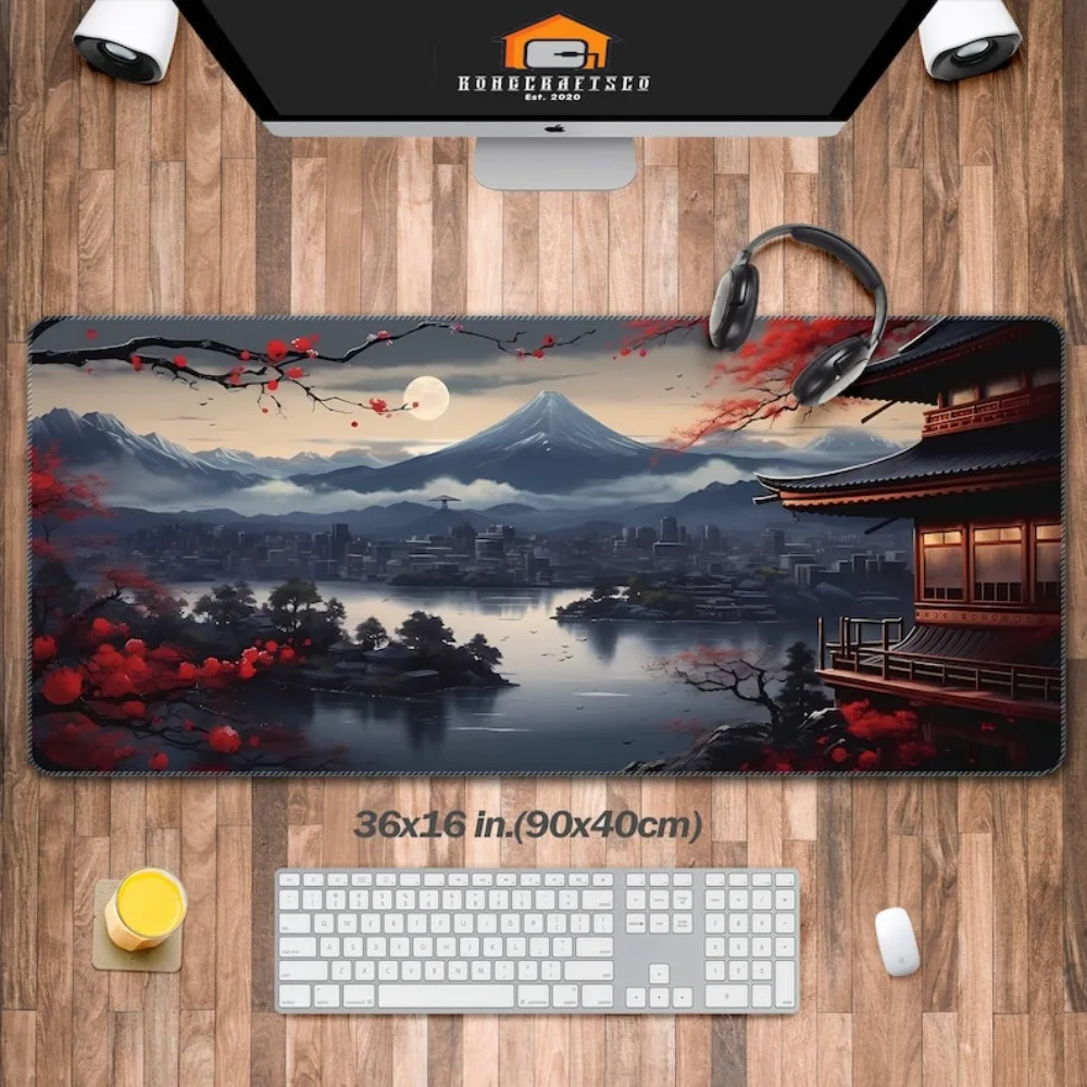 Tapis de bureau Paysage Japonais, accessoires PC, organiseurs de bureau et plateaux, tapis de souris