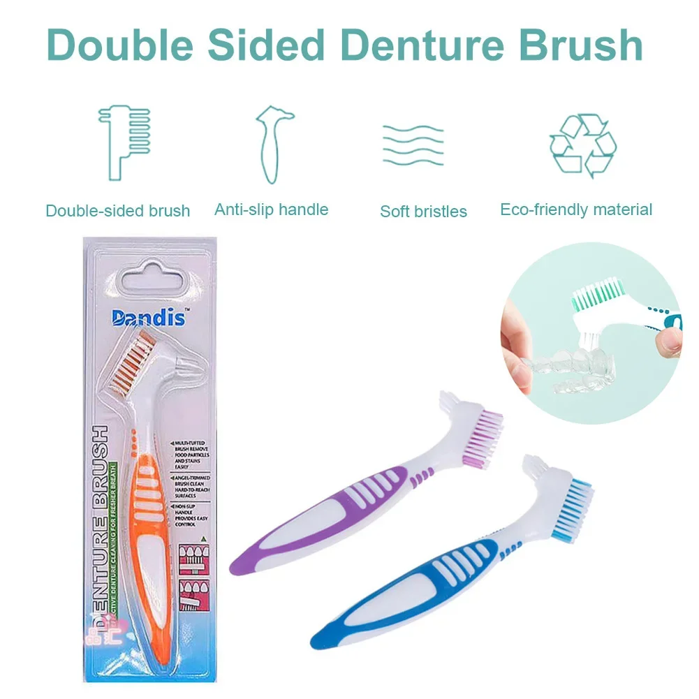 

10Pcs False Teeth Clean Denture Brush Double-Sided Multi-Layered Soft Bristle Oral Hygiene Care Tools Dental Brace Toothbrush