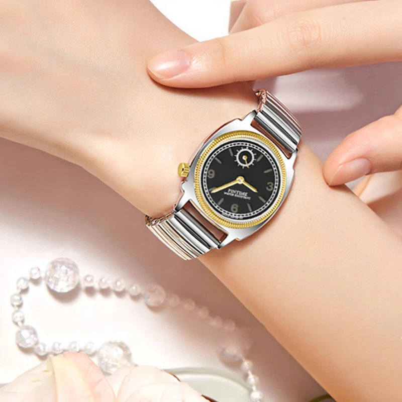 Jam Tangan Pasangan Terinspirasi Retro Tali Pegas Jam Tangan Kuarsa Wanita Jam Tangan Ringan Jam Tangan Pria Mewah Gelang Dapat Disesuaikan