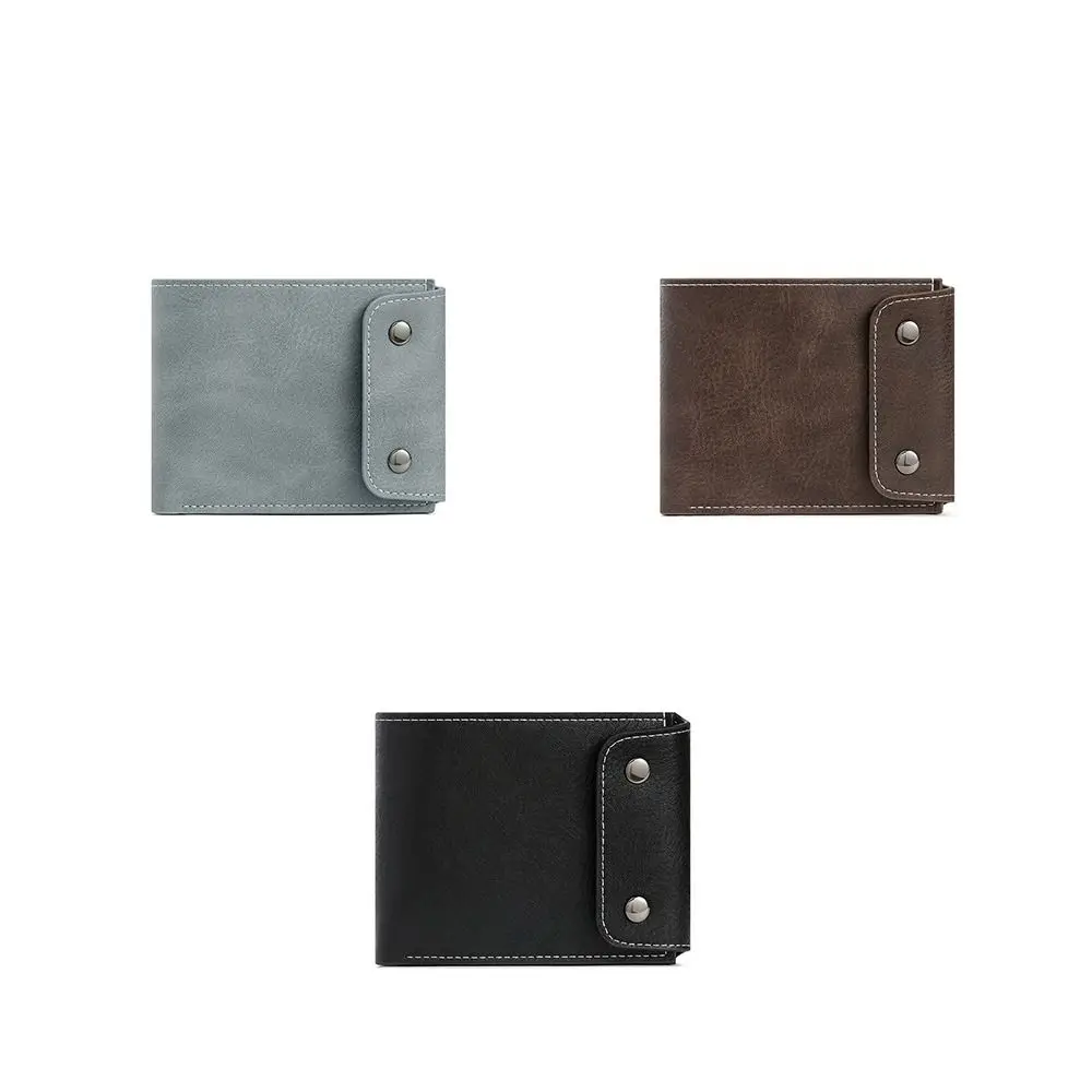 Portable Business Men's Short Wallet Cash Bag Pu Leather Male Bifold Wallet Casual Solid Color Credit Card Holder Travel