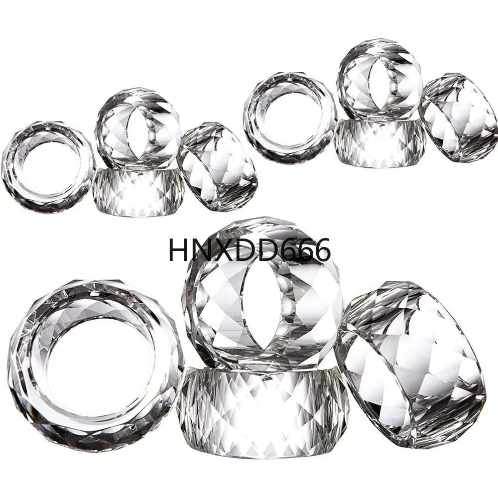 Crystal Napkin Ring Holders - 2 Inch Set of 12, Table Party Wedding Set Christmas Decorations, Napkin Rings