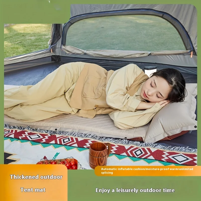 Outdoor Tent Mat，Single Person Camping Mat，O utdoor Camping Automatic Inflatable Cushion，Floatation Bed，