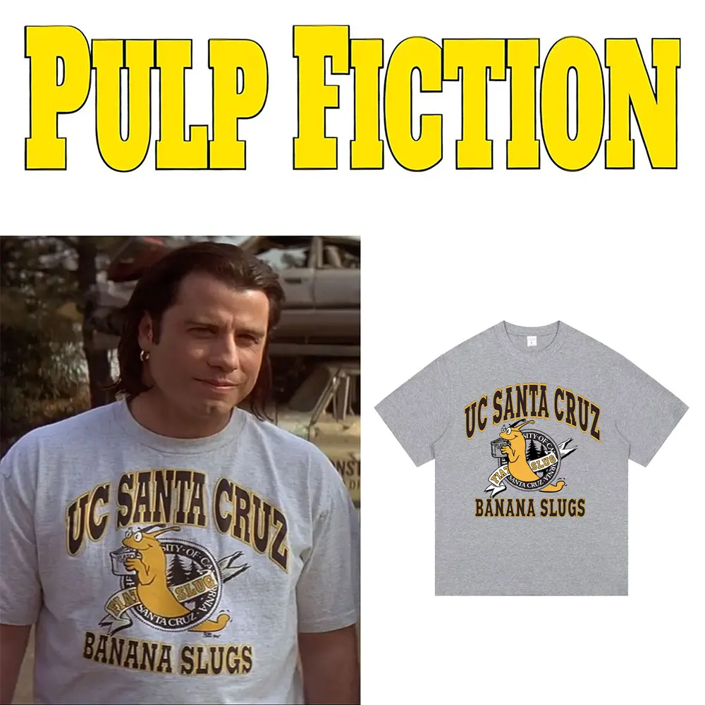 Director Quentin Tarantino Movie Pulp Fiction Jhon Travolta Banana Slugs Same Style T-shirt Men Women Casual 100% Cotton T Shirt