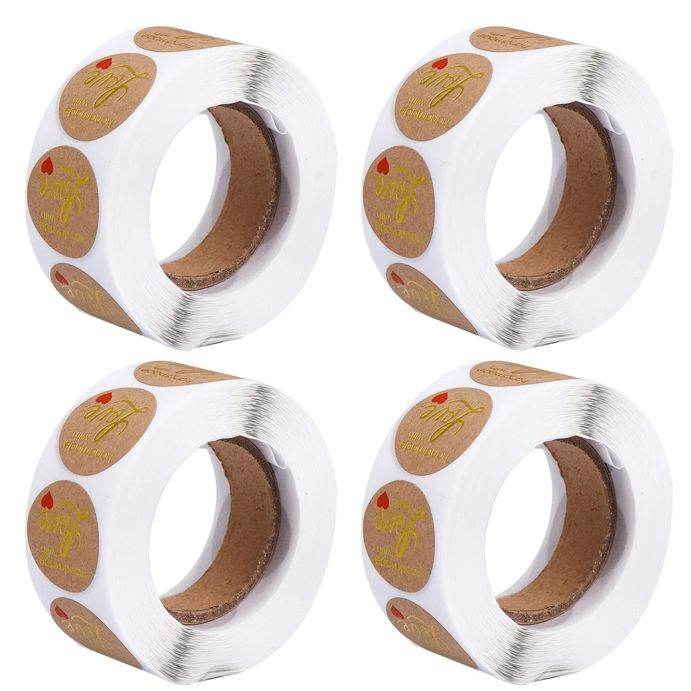 

2 Rolls Love Stickers Label Baking Gold Stamping Gift Kraft Paper Handmade Tags