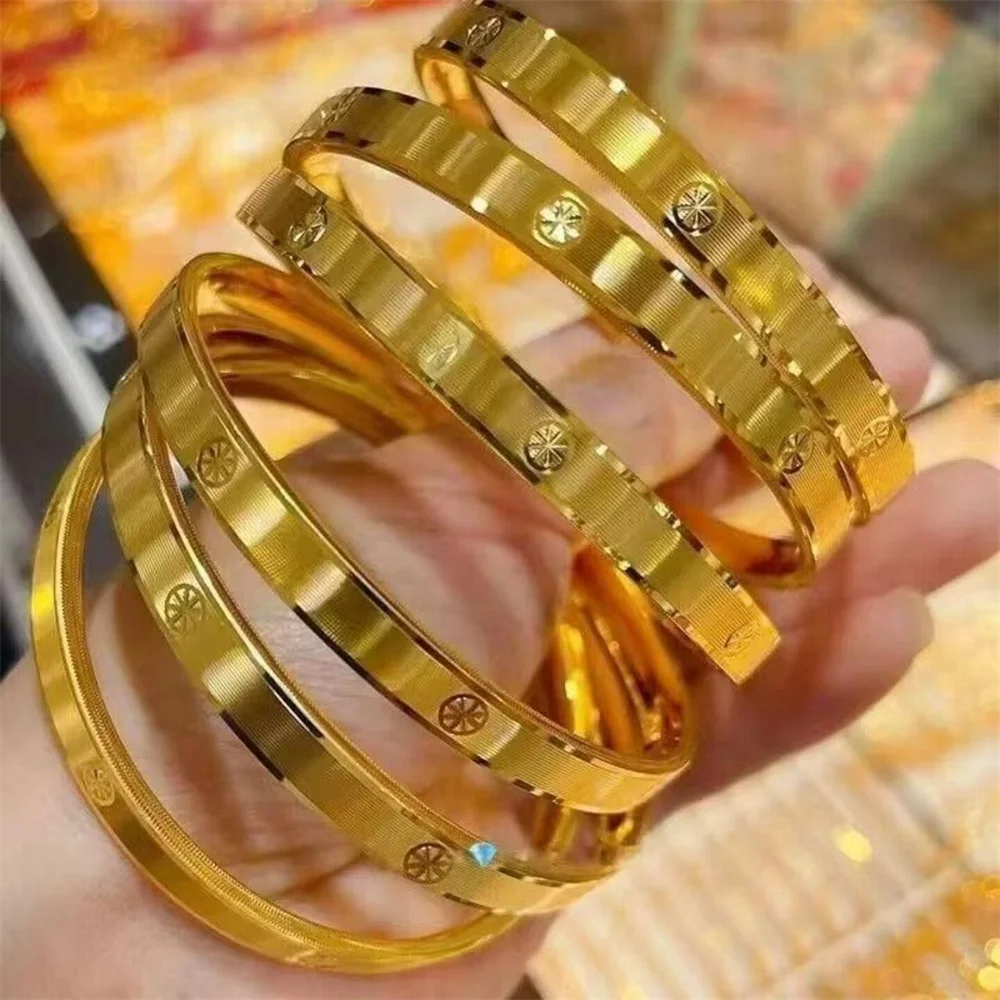 Luxury Style 14K Gold-Plated Stainless Steel Thin Closed Bangle fashionable temperament Unisex Couple Jewelry Wholesale Gift
