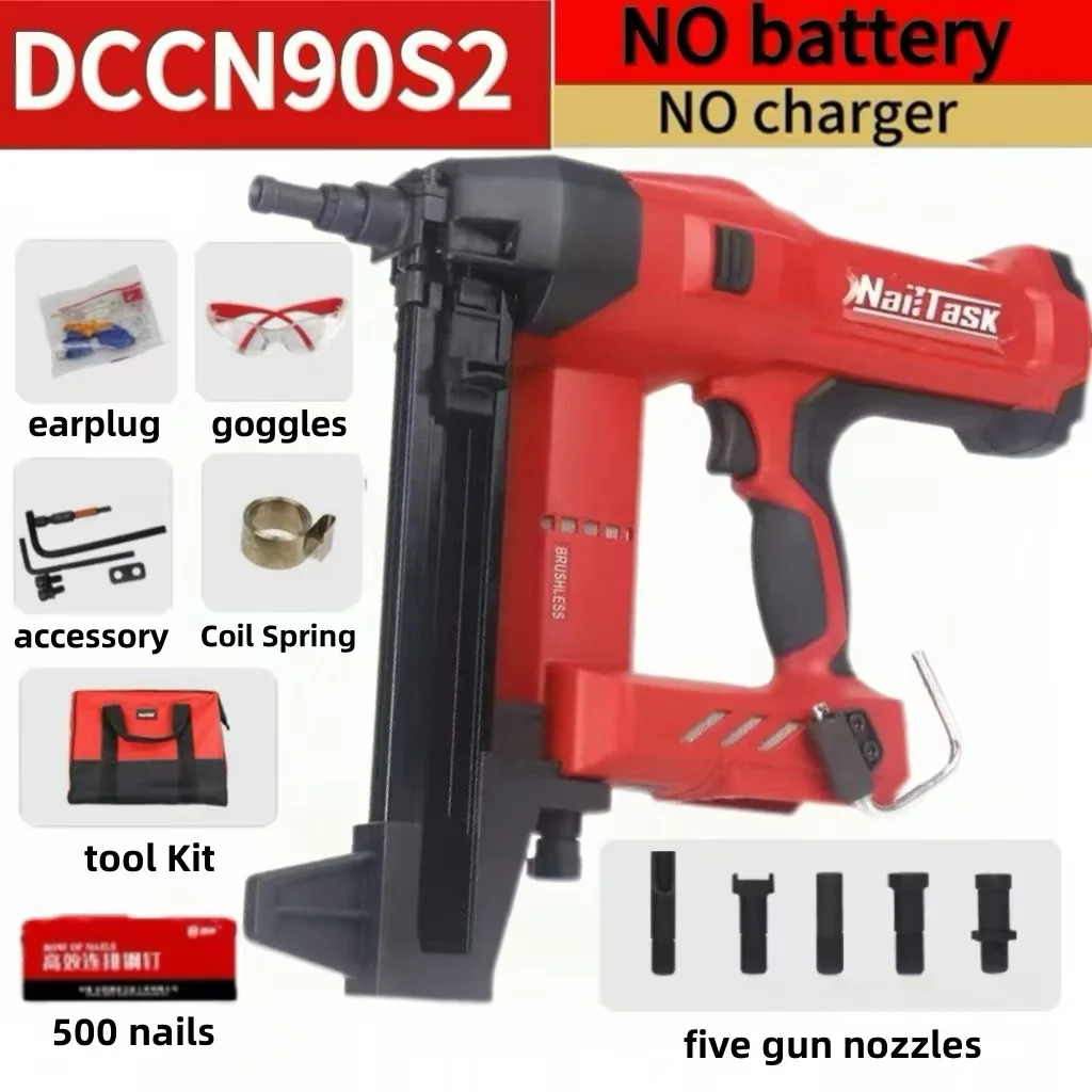 Nailtask dcn90s2 electric nail gun cordless steel nailer battery powered stapler For Makita 18V Battery Screwdriver Power Tools