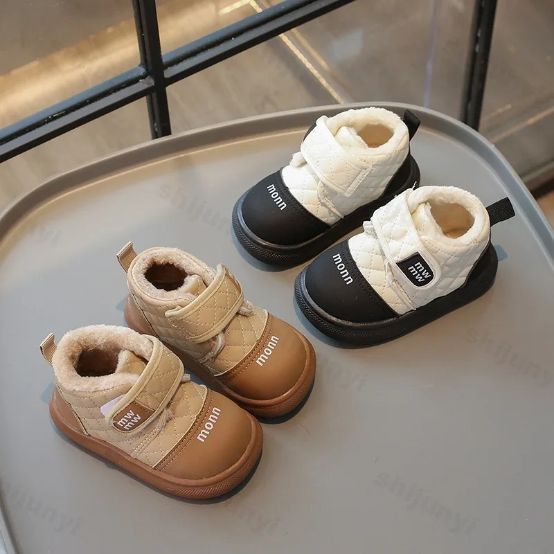Children's Warm Casual High Top Thick Soled Cotton Shoes 2025 Winter Boys' Soft Comfortable Fashion Versatile Plush Ankle Boots