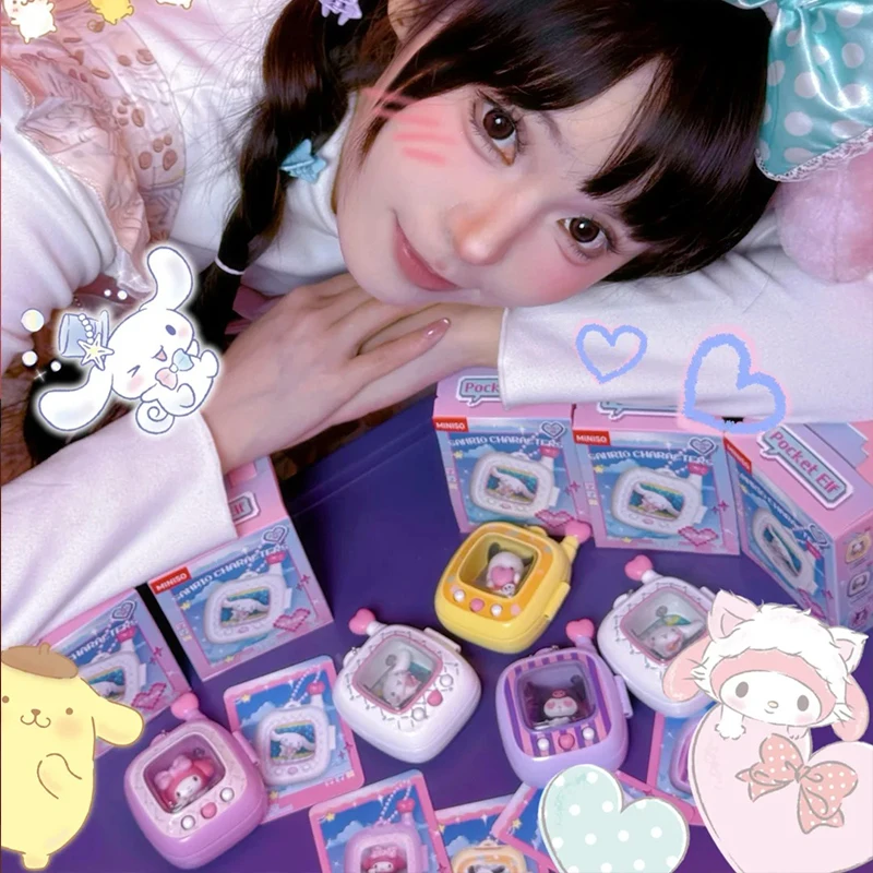 在庫あり新しい本物のサンリオポケットエルフシリーズブラインドボックスおもちゃハンギョドンクロミフィギュアバックパック発光ペンダント装飾ギフト