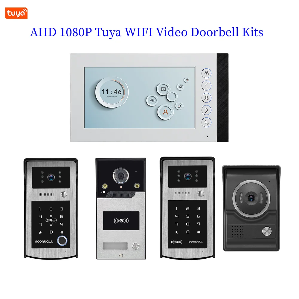 

Tuya Smart Wi-Fi видеодомофон AHD 1080P видео дверной звонок система поддержка камеры приложение/пароль/разблокировка RFID/NFC для опции