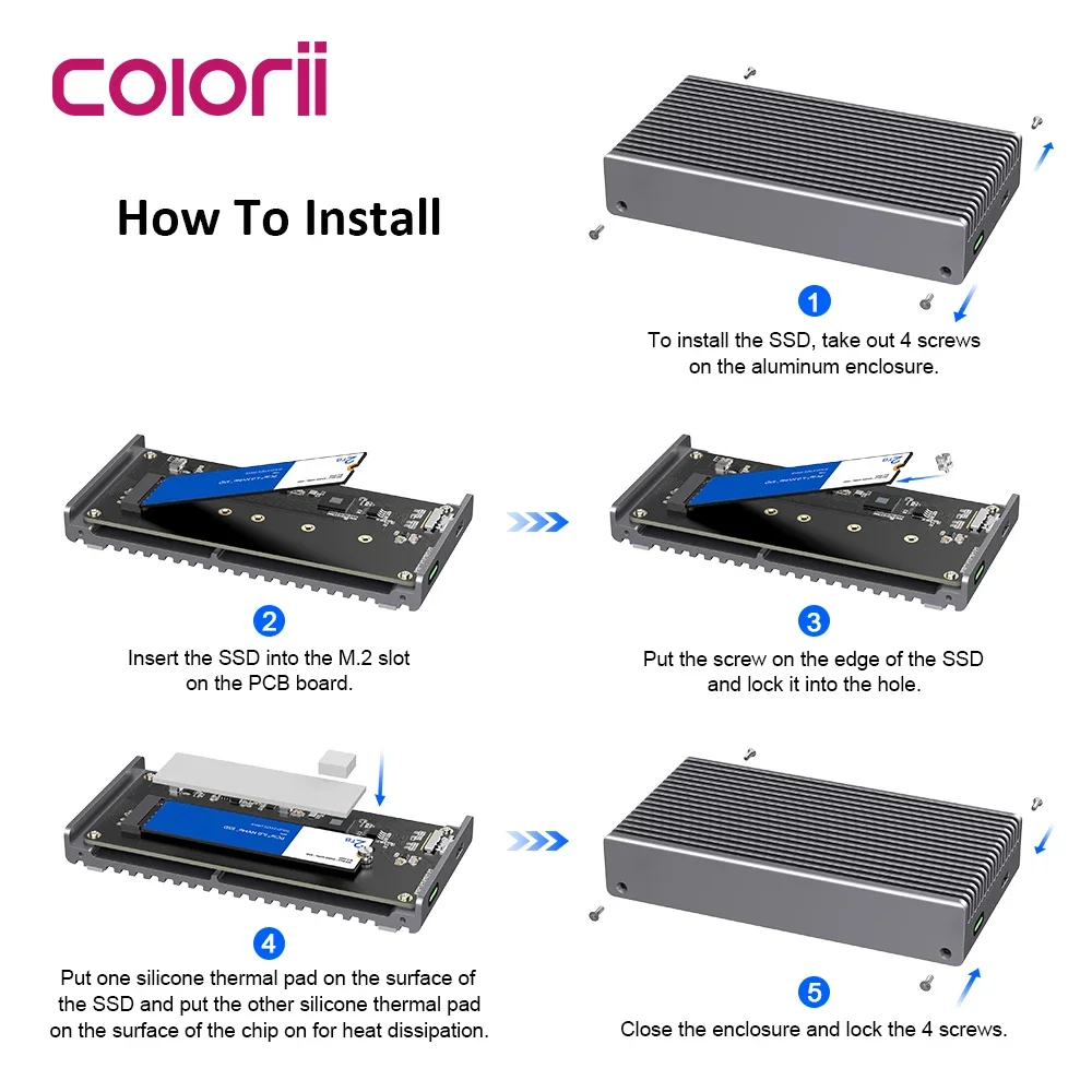 Caja SSD USB4 M.2 NVMe de 40Gbps Compatible con Thunderbolt 4/3 USB-C M.2 NVME SSD funda ASM2464 para disco duro externo