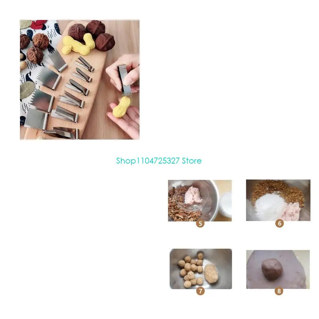 D8KF Stainless Steel Walnut Clip Cake Bun Decorating Tool Baking Bread Dessert Mold