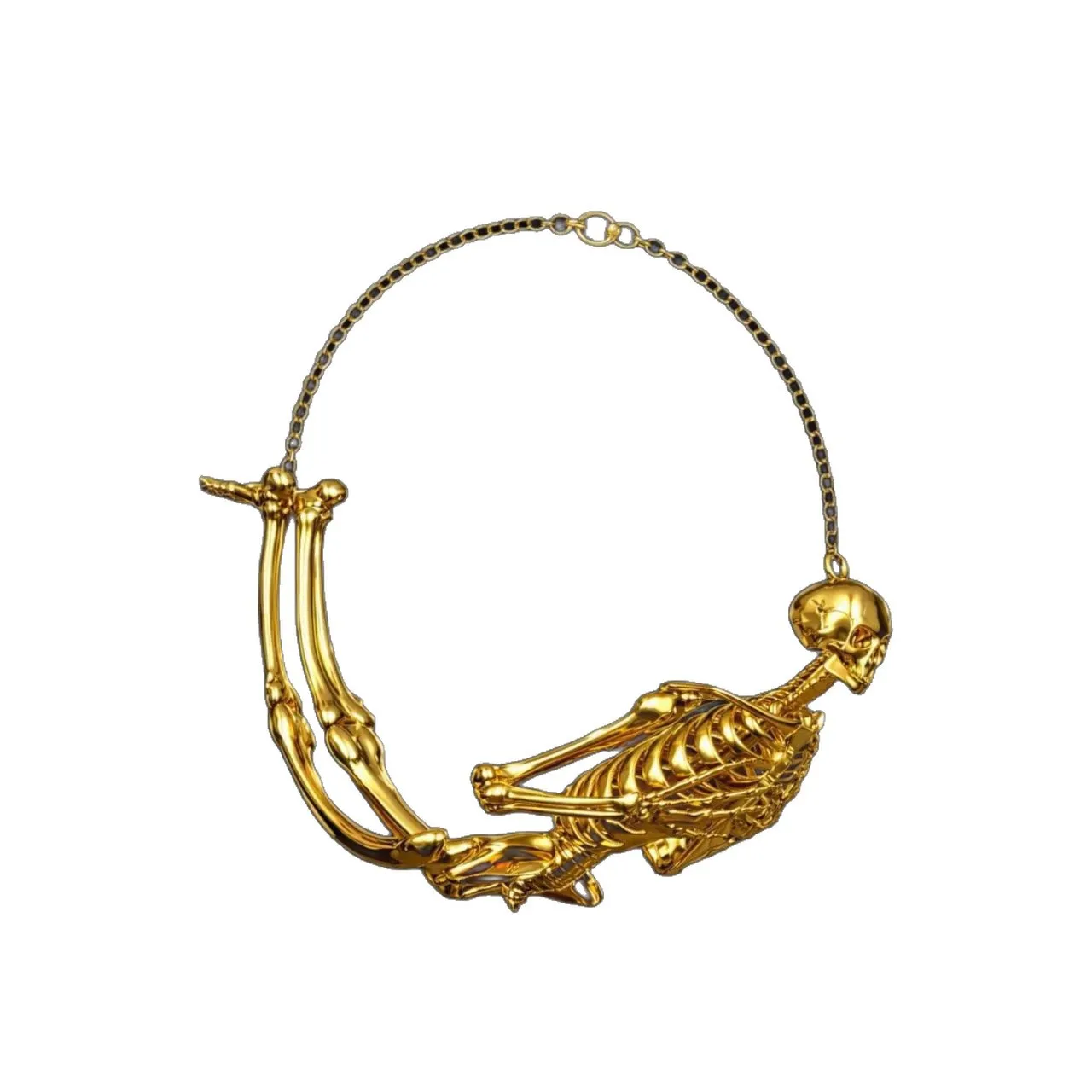 

Creative Hollow Rib Skull Bracelet Retro Gothic Hip Hop Style Unisex Bangle Fashion Jewelry Gift for Men Women