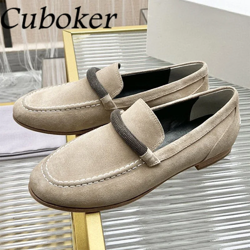 2024 Spring Hot brand Loafers Shoes Women\'s Flat Shoes Suede Mules for Women Causal Flats Doug Shoes Walking Out Ladies Shoes