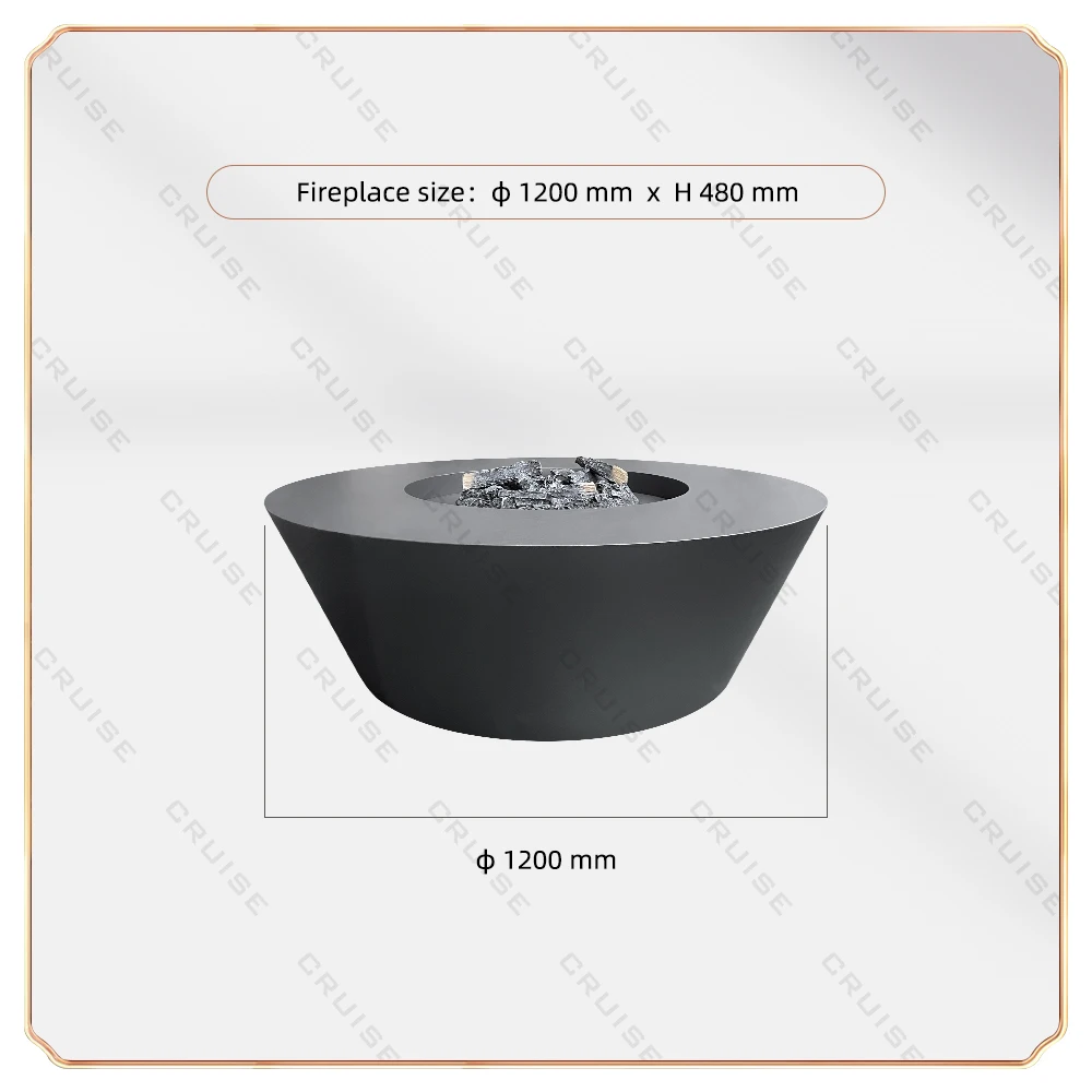 كروز D1200 * H480mm المناظر الطبيعية في الهواء الطلق قائمة بذاتها المعادن طاولة النار الحقيقية حديقة النار حرق الخشب حفرة النار المواقد