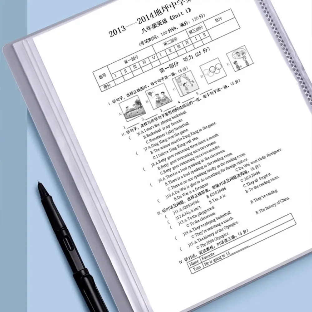 Students School Test Paper Receipt Holder Briefcase Stationary Loose Leaf Binder A4 File Folders Documents Clip Paper Organizer