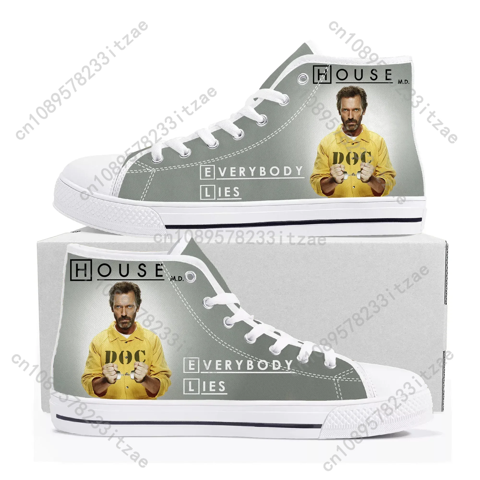 House M.D. High Top Sneakers Mens Womens Teenager High Quality Hugh Laurie Canvas Sneaker couple Shoe Casual Custom Made Shoes