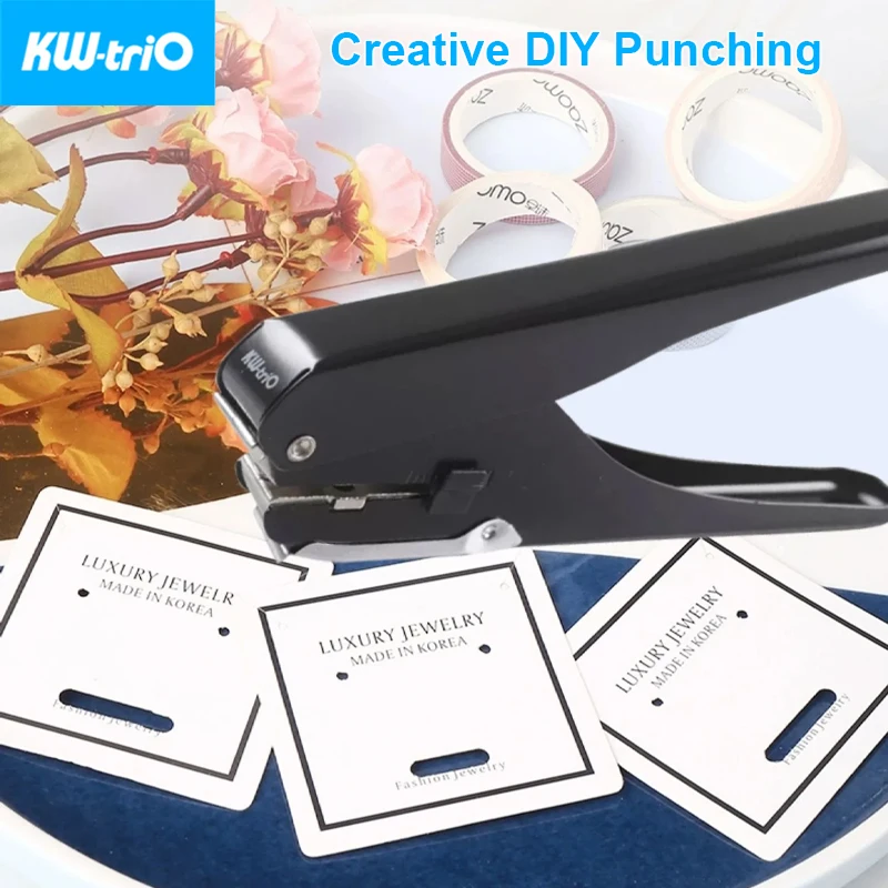 KW-trio Elliptical Hole Single Hole Puncher 1-Hole 15*4mm 10 Sheet Capacity Paper Punch Creative Stationery Tools Office Gadgets